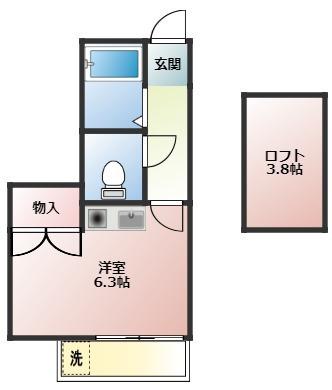 ドミール横手(ワンルーム/2階)の間取り写真