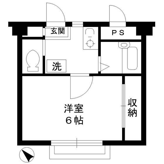 ドミール上池台(1K/1階)の間取り写真