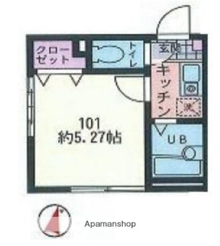 リーヴェルポート横浜ウエスト3(1K/1階)の間取り写真