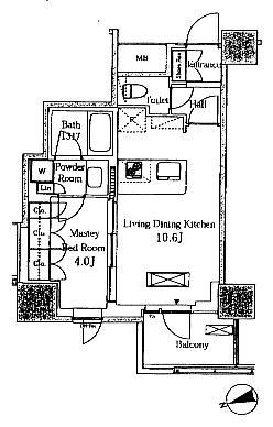 レジディアタワー目黒不動前(1LDK/18階)の間取り写真