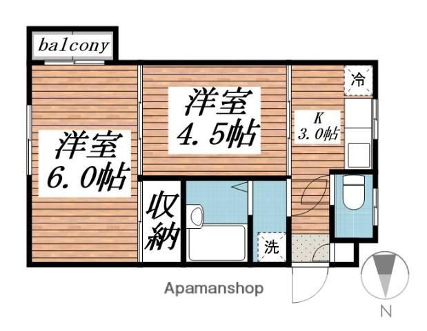 ジュネパレス大和第03(2K/3階)の間取り写真