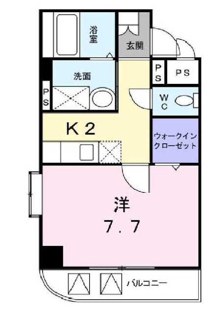 グランレーヴⅡ(1K/5階)の間取り写真