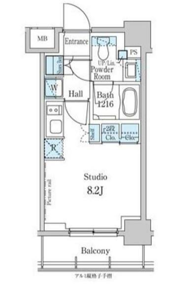 パークアクシス横浜反町公園(ワンルーム/2階)の間取り写真