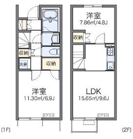 レオネクストカーサ ドマーニⅠ(2LDK/1階)の間取り写真