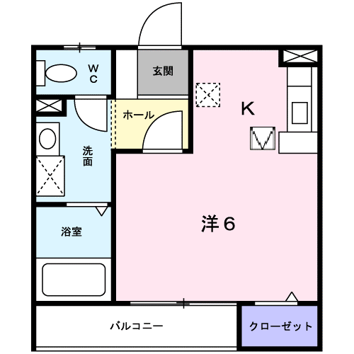 グラット ヒル(1K/1階)の間取り写真
