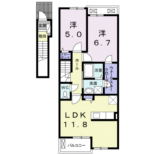 ラミーナ1(2LDK/2階)の間取り写真