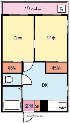 第1黒崎ビル(2DK/4階)の間取り写真