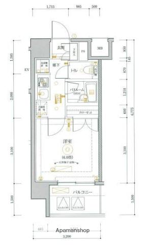 MAXIV関内(1K/4階)の間取り写真