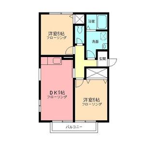 ソシア落合B(2DK/2階)の間取り写真