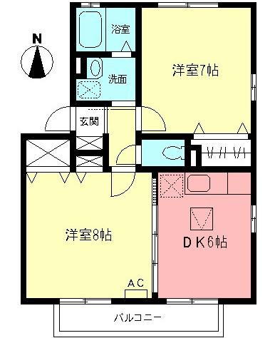 グランパルク(2DK/1階)の間取り写真