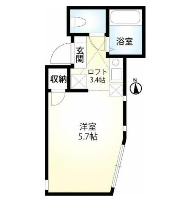 アルテ追浜(ワンルーム/2階)の間取り写真