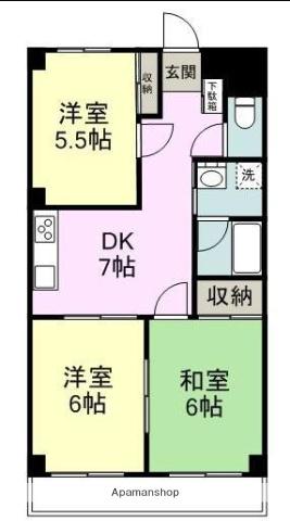 コーポ清水(3DK/1階)の間取り写真