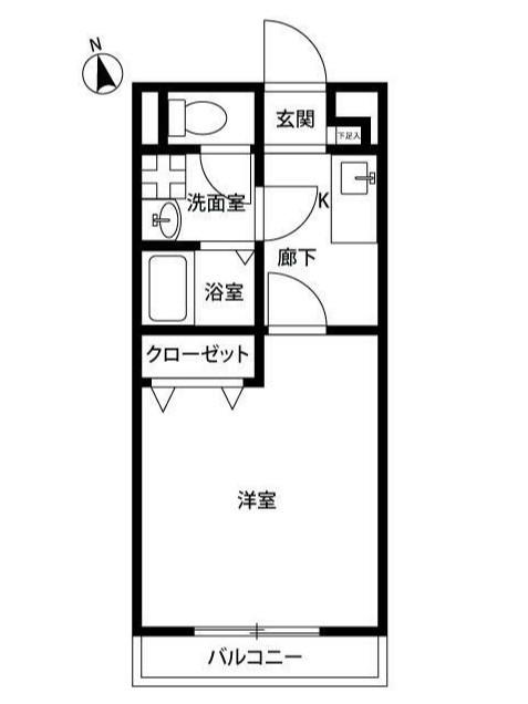 アムール グリーンヒルⅠ(1K/1階)の間取り写真