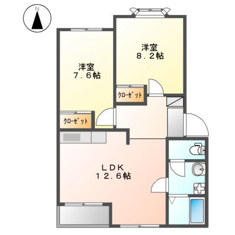 クライン・ブルーメ(2LDK/1階)の間取り写真