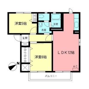 ラ・サカヤD(2LDK/2階)の間取り写真