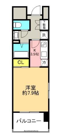 コンソラーレ本厚木(1K/9階)の間取り写真