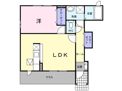 ルミナス・MⅡA(1LDK/1階)の間取り写真