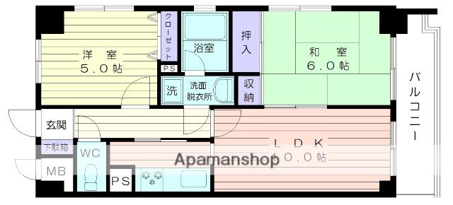 グランディール湘南(2LDK/6階)の間取り写真
