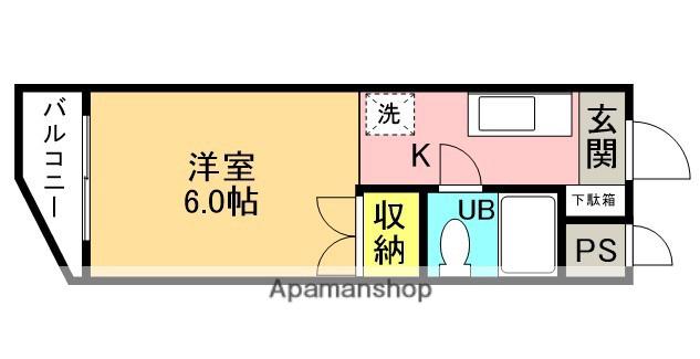 サンハイツ妻田(1K/3階)の間取り写真