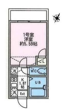グランツ大岡(1K/2階)の間取り写真