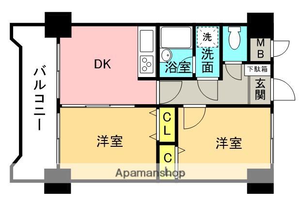 ライオンズプラザ海老名(1SDK/8階)の間取り写真