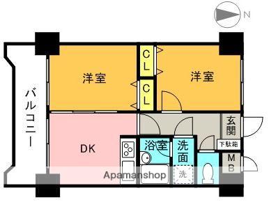 ライオンズプラザ海老名(2DK/7階)の間取り写真