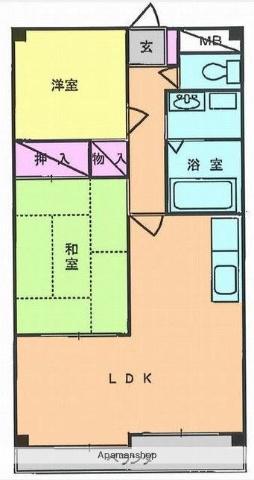 ヒルズ小山台2(2LDK/3階)の間取り写真