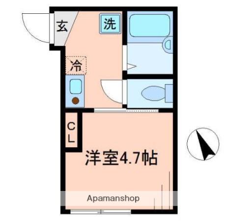 ミルフルール阪東橋(1K/3階)の間取り写真