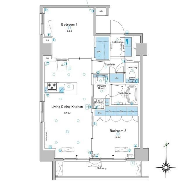 ルフォンプログレ大森西(2LDK/9階)の間取り写真