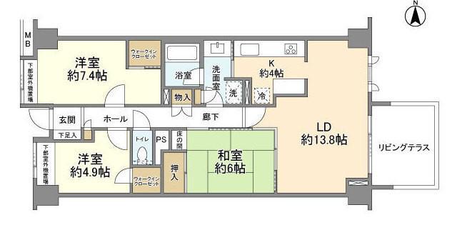 グランドメゾン朝比奈(3LDK/3階)の間取り写真