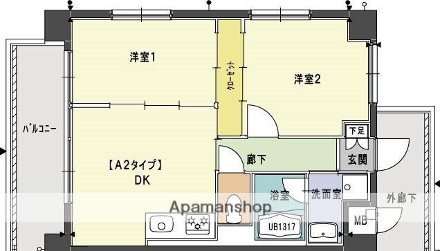 ルシェリオ(2DK/4階)の間取り写真