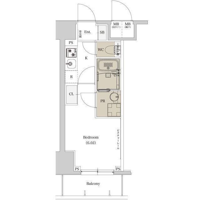 エスタート品川戸越Ⅱ(1K/7階)の間取り写真