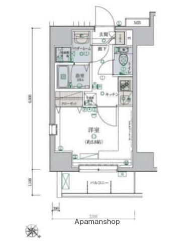 リヴシティ横濱弘明寺弐番館(1K/2階)の間取り写真