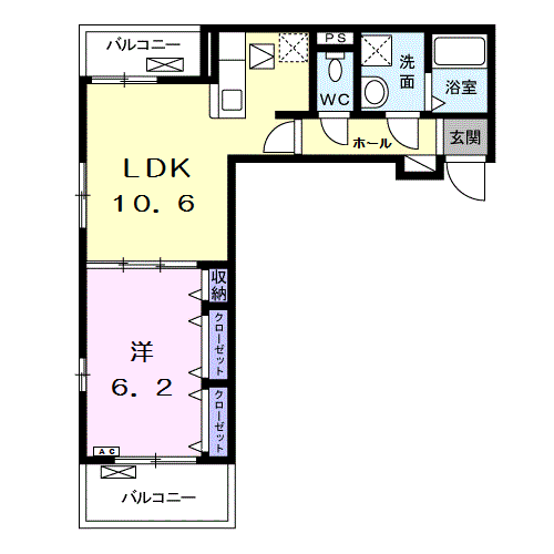 ピエ リヴェール(1LDK/1階)の間取り写真