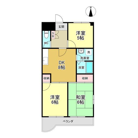 ロイヤルフラット野毛山弐番館(3DK/4階)の間取り写真