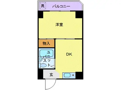 ビューライド川崎(1DK/6階)の間取り写真