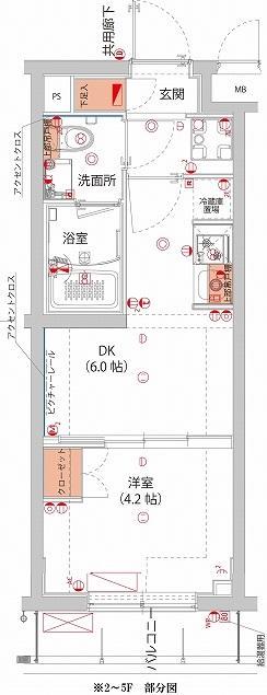 ハーモニーレジデンス武蔵小杉フォレストスクエア(1DK/5階)の間取り写真