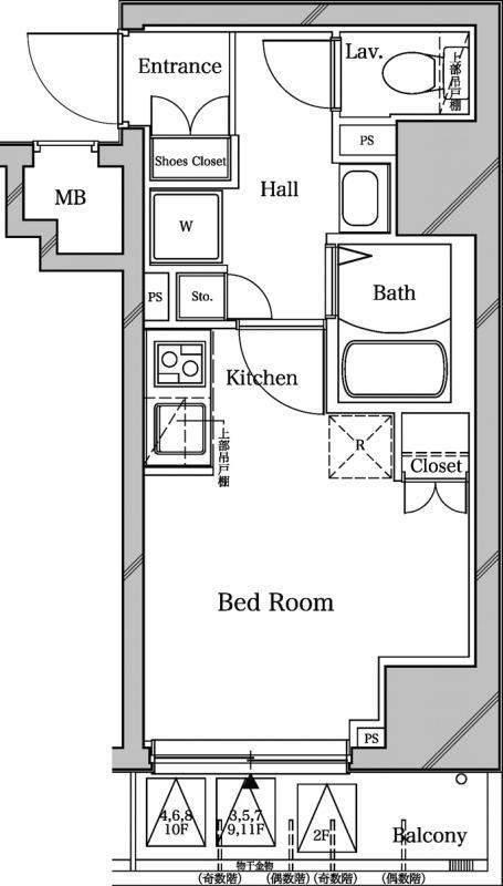 ラフィスタ横浜阪東橋Ⅰ(ワンルーム/8階)の間取り写真