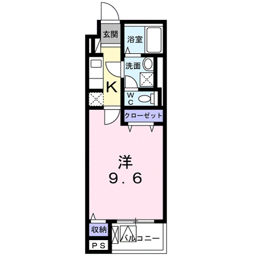 ロアシス(1K/4階)の間取り写真