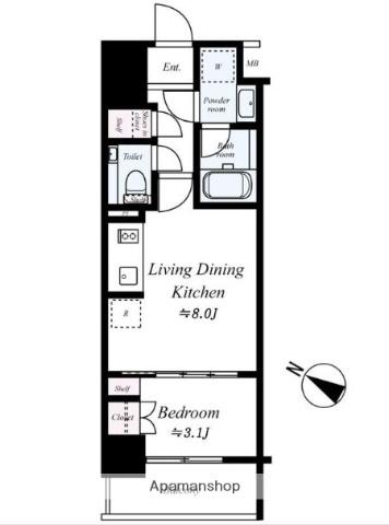 デュオステージ横浜中央(1LDK/3階)の間取り写真