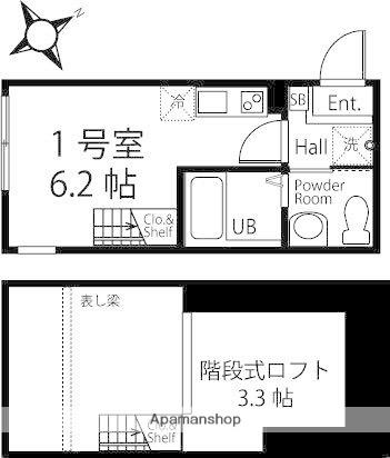 ハーミットクラブハウスヒルトップハーミットクラブハウスヒルトッ(ワンルーム/1階)の間取り写真