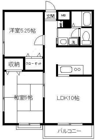 エミネンスハウスⅡ A(2LDK/1階)の間取り写真