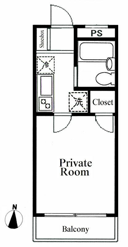 以呂波館(1K/1階)の間取り写真