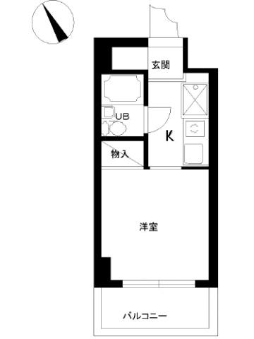 スカイコート鶴見第6(1K/4階)の間取り写真