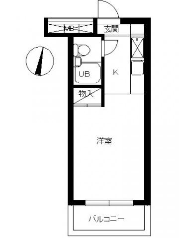 スカイコート宮崎台第2(1K/2階)の間取り写真