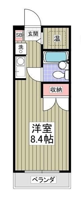 リュミエ本厚木(ワンルーム/2階)の間取り写真