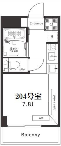 BELLEVIAGE YOKOHAMA(ワンルーム/2階)の間取り写真