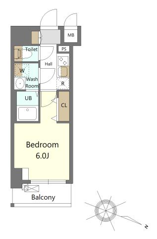 SーFORT茅ヶ崎(1K/5階)の間取り写真