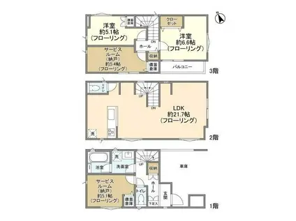 南武線 武蔵中原駅 徒歩11分 3階建 築2年(2SLDK)の間取り写真