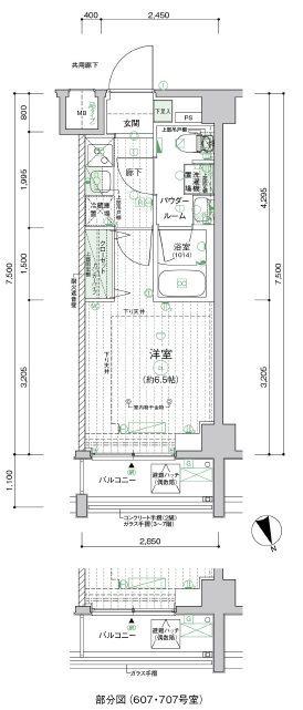 メインステージ横濱三ッ沢(1K/3階)の間取り写真